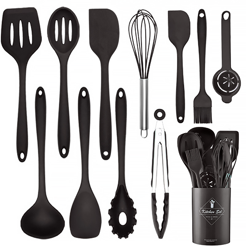 Home Cooking Utensil Set - 12Pcs Silicone Cooking Utensils Non-Stick Cooking