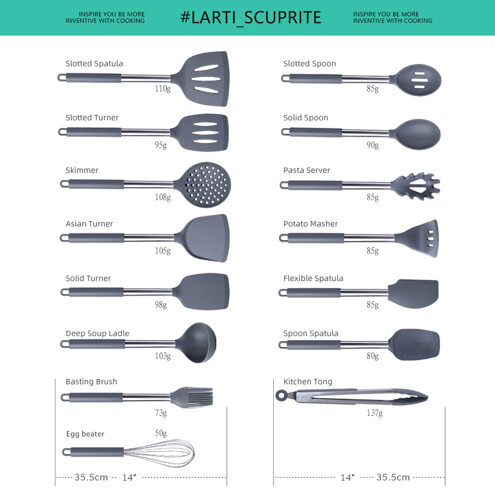 1-Pack Silicone Kitchenware Co - Home Cooking Utensil Set ulasan dan harga