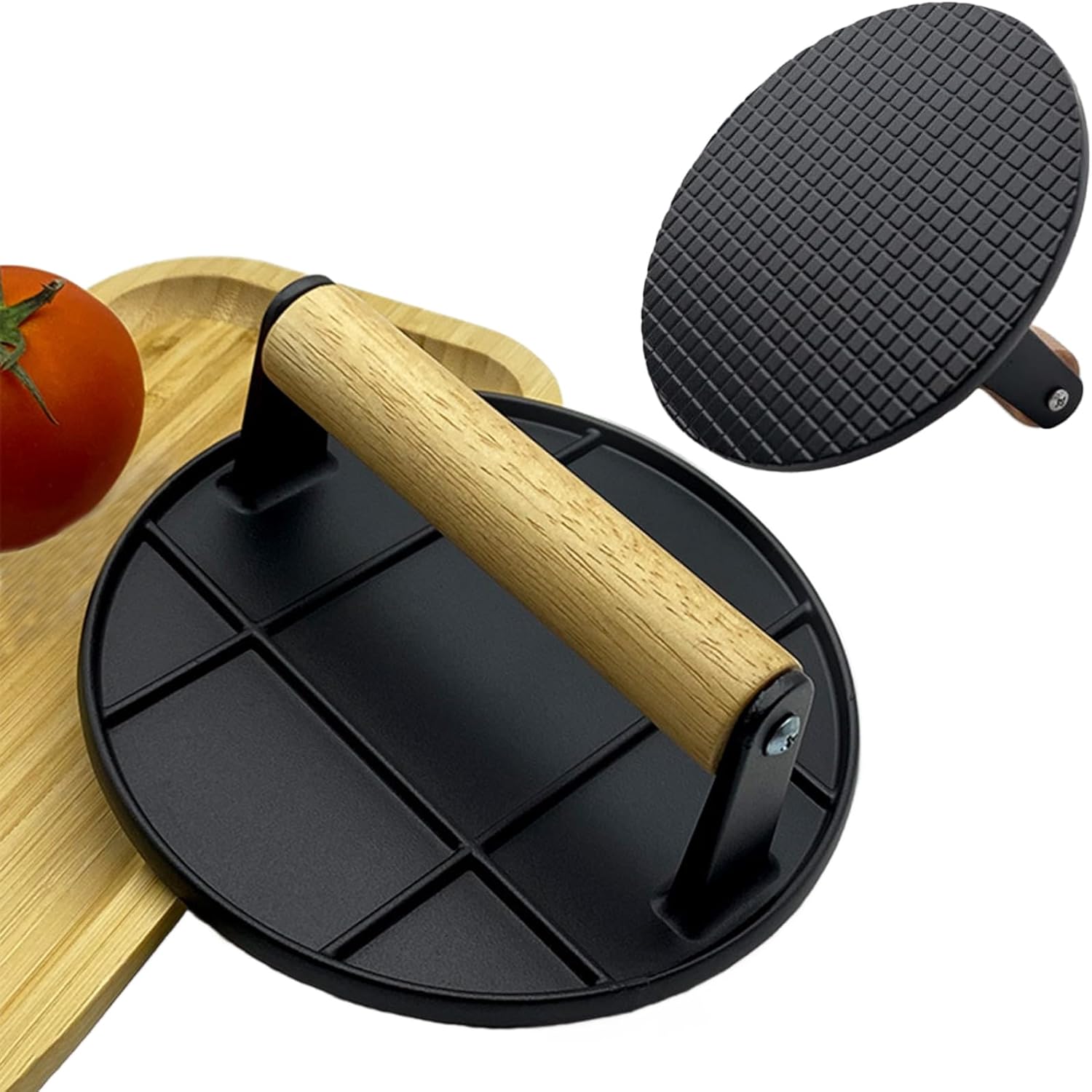 Smashed Burger Press with Wood - Crepe Pan Nonstick ulasan dan harga