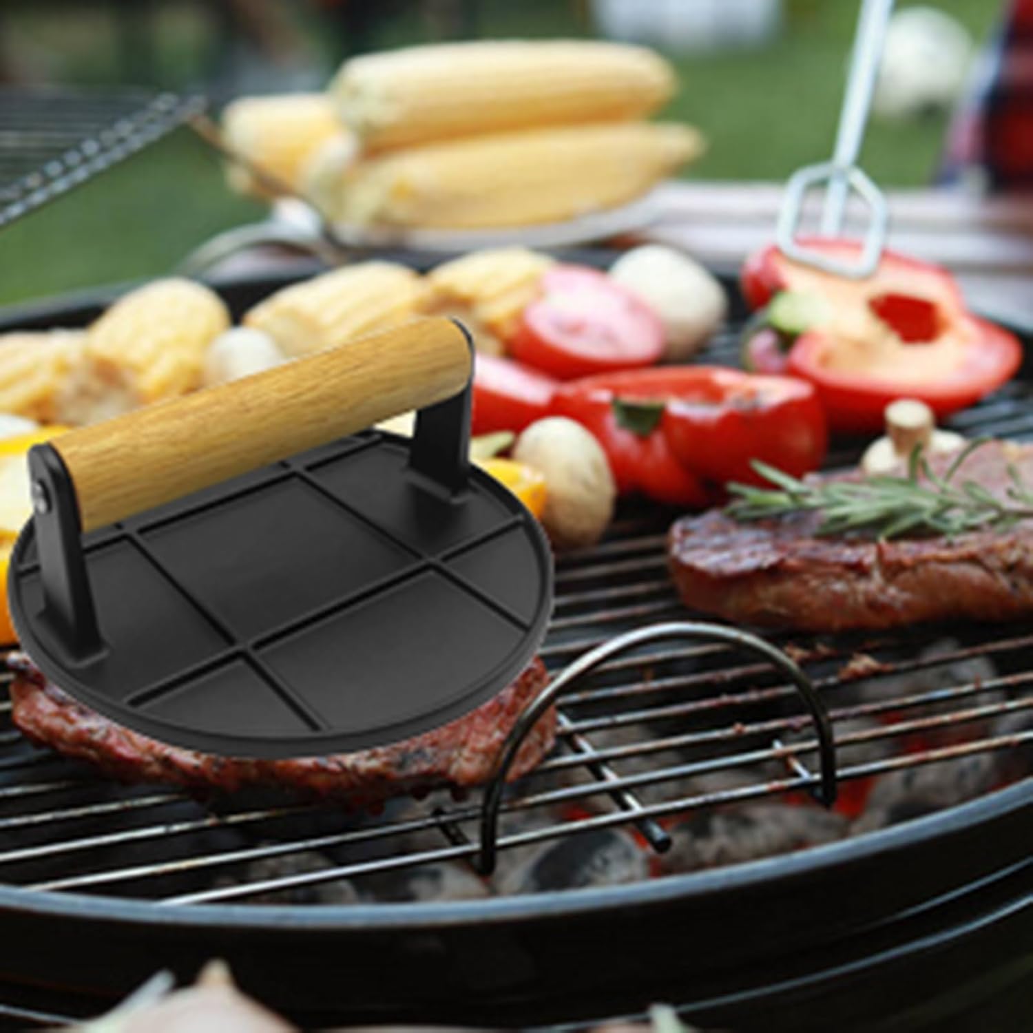 Smashed Burger Press with Wood - Crepe Pan Nonstick ulasan dan harga
