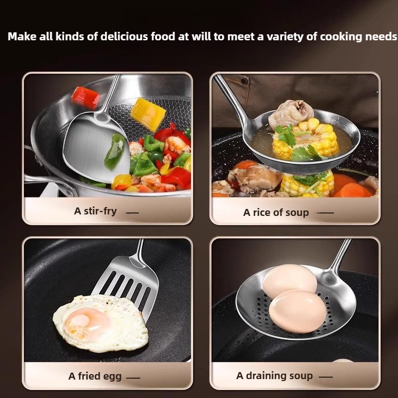 Food Stainless Steel Wok Spatu - Home Cooking Utensil Set ulasan dan harga