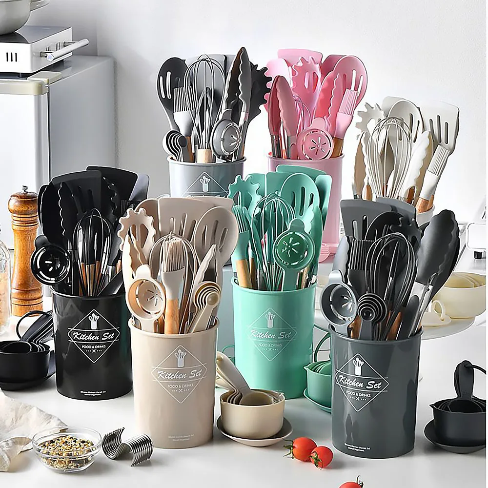 34Pcs Silicone Utensils Set Bl - Home Cooking Utensil Set ulasan dan harga